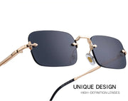 Small Frame Rimless Rectangle Sunglasses – 2025 Vintage Punk UV400 Shades for Men | Luxury Alloy Frame Gradient Eyewear