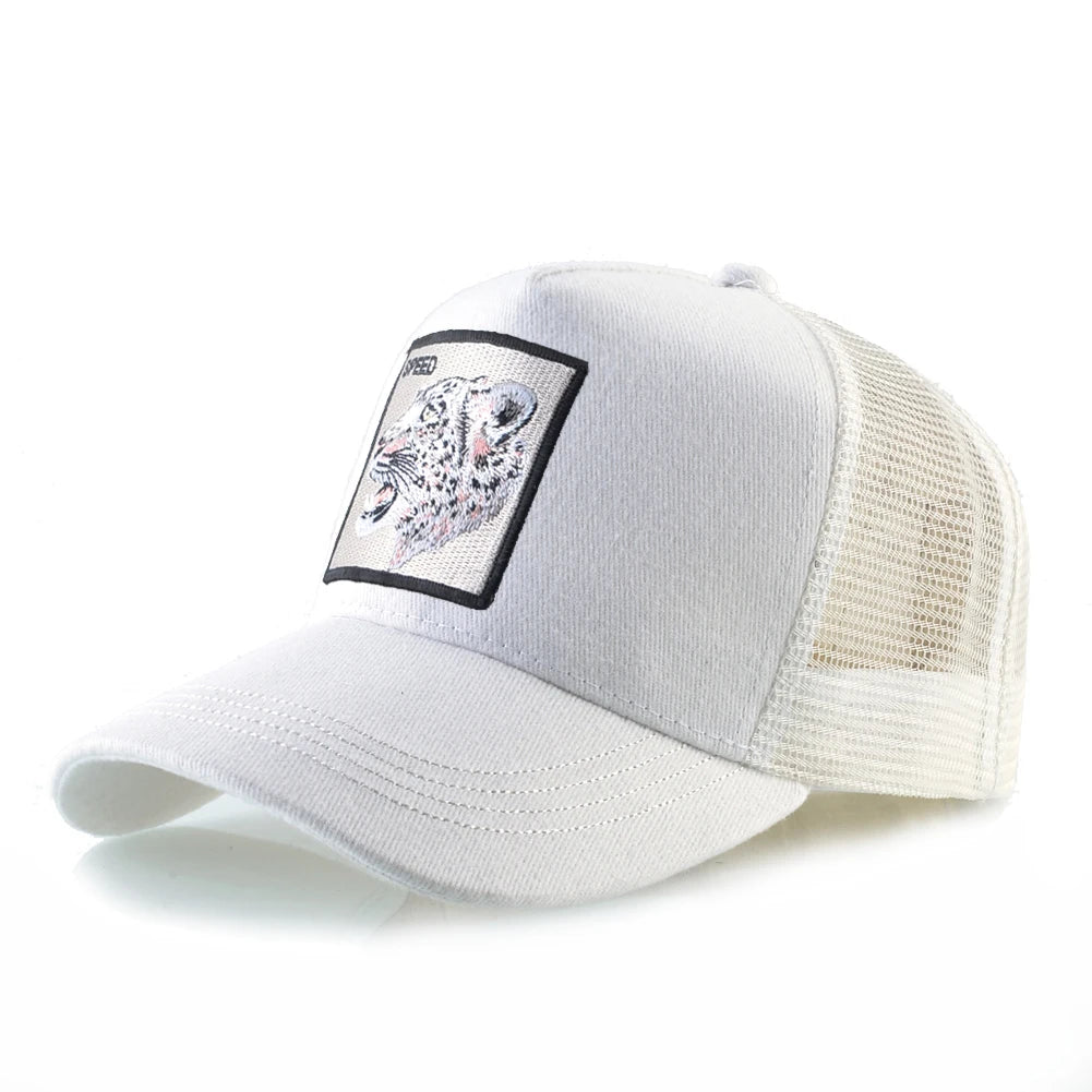 Animal Patch Trucker Hat – Embroidered Animal Baseball Cap, Adjustable Snapback for Men & Women, Cotton Streetwear Visor Hat