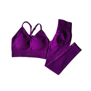 Seamless Women’s Workout Set – V-Neck Sports Bra & High-Waist Leggings | Sculpting Yoga & Gymwear | 2 Piece Activewear Fit Set