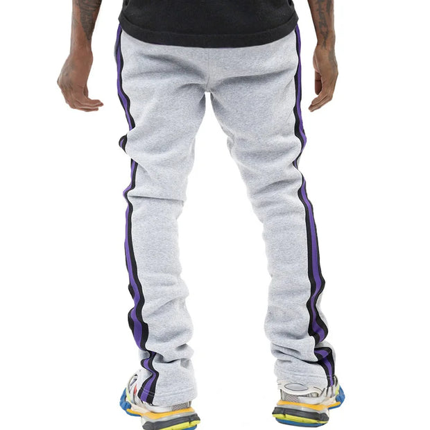 Urban Flare Joggers - Slim-Fit Stacked Pants, Y2K Streetwear Sweatpants with Striped Legs