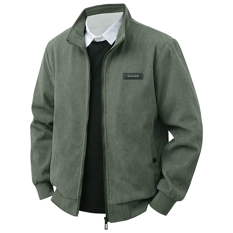Men’s Appliqué "BestFashion" Zip Jacket – Fitted Lightweight Spring Fall Streetwear | Turn-Down Collar Outerwear