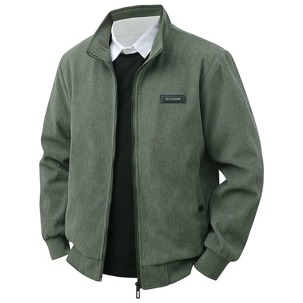 Men’s Appliqué "BestFashion" Zip Jacket – Fitted Lightweight Spring Fall Streetwear | Turn-Down Collar Outerwear