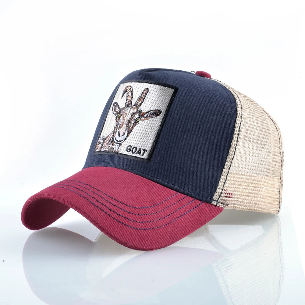 Animal Patch Trucker Hat – Embroidered Animal Baseball Cap, Adjustable Snapback for Men & Women, Cotton Streetwear Visor Hat