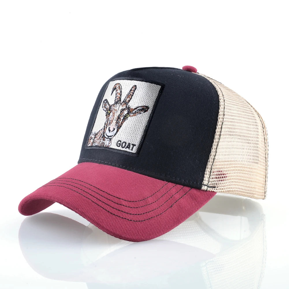 Animal Patch Trucker Hat – Embroidered Animal Baseball Cap, Adjustable Snapback for Men & Women, Cotton Streetwear Visor Hat