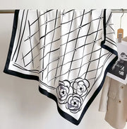 Luxury Fashion Print Silk Square Scarf - 70×70cm Soft Satin Neckerchief Hairband & Bag Accessory for Women