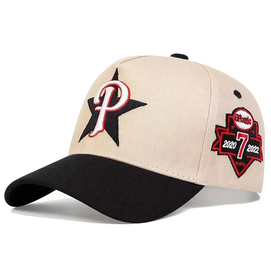 Five-Pointed Star P Letter Embroidery Baseball Cap - Adjustable Streetwear Baseball Hat