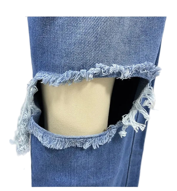 Skycut Denim Pants – High Waist Wide-Leg Jeans, Ankle-Length Streetwear, Women's Baggy Fit Trousers