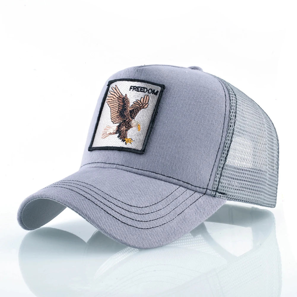 Animal Patch Trucker Hat – Embroidered Animal Baseball Cap, Adjustable Snapback for Men & Women, Cotton Streetwear Visor Hat