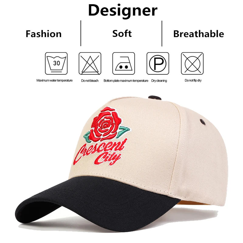 Crescent City Rose Cap - Embroidered Baseball Hat for Men & Women | Adjustable Casual Streetwear