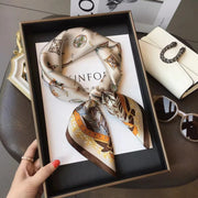 Luxury Fashion Print Silk Square Scarf - 70×70cm Soft Satin Neckerchief Hairband & Bag Accessory for Women