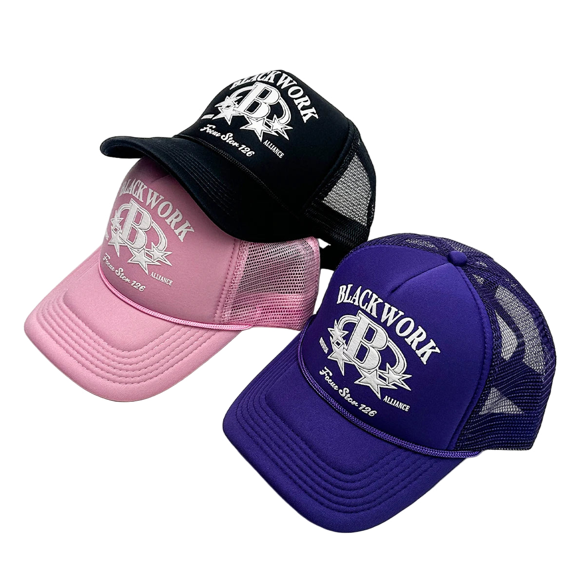 "Blackwork" 3D Letter Trucker Hat - Mesh Baseball Cap, Adjustable Summer trucker Hat