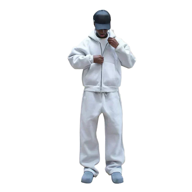 Retro Y2K Streetwear Two-Piece Set – Hoodie & Straight-Leg Pants, Men’s Casual Tracksuit