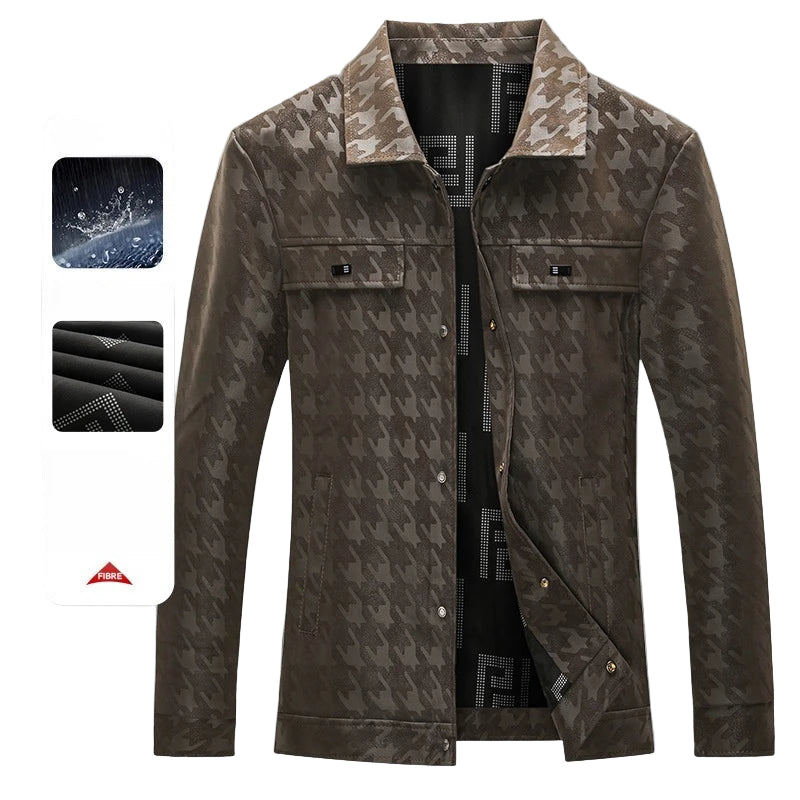 Men’s Houndstooth Shadow Jacket – Button-Up Streetwear Luxury Jacket, Casual Lapel Fit, Luxe Street Outerwear