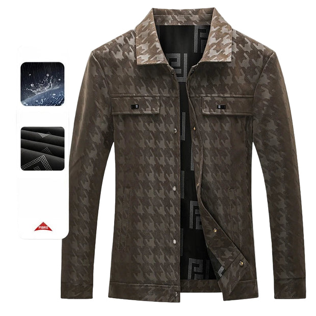 Men’s Houndstooth Shadow Jacket – Button-Up Streetwear Luxury Jacket, Casual Lapel Fit, Luxe Street Outerwear