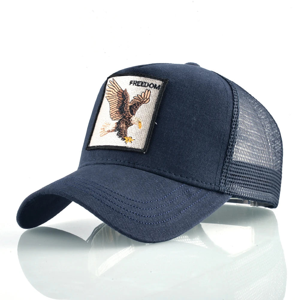 Animal Patch Trucker Hat – Embroidered Animal Baseball Cap, Adjustable Snapback for Men & Women, Cotton Streetwear Visor Hat