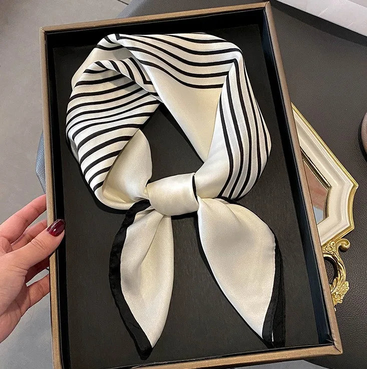Luxury Fashion Print Silk Square Scarf - 70×70cm Soft Satin Neckerchief Hairband & Bag Accessory for Women