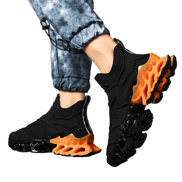 Men’s Flyknit Sneakers - Flame Sole Luxury Trainers, Breathable Running Shoes, Streetwear Fashion Sneakers