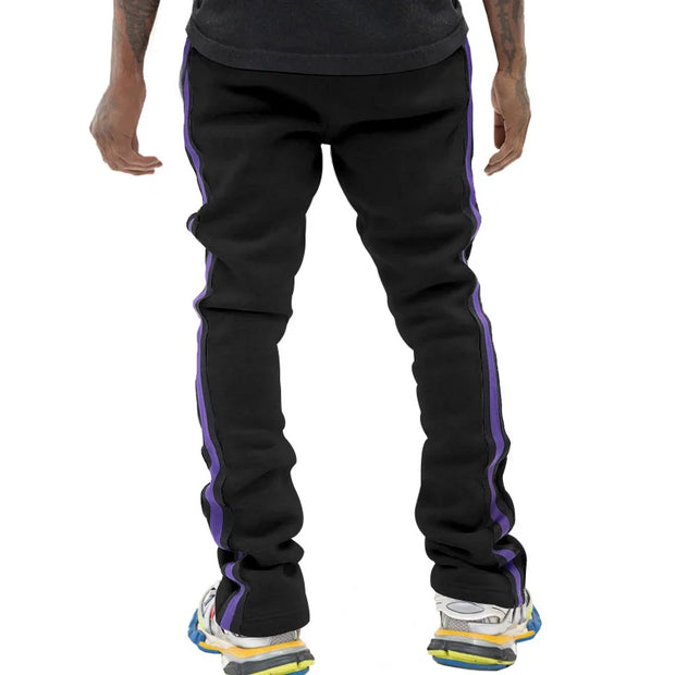 Urban Flare Joggers - Slim-Fit Stacked Pants, Y2K Streetwear Sweatpants with Striped Legs