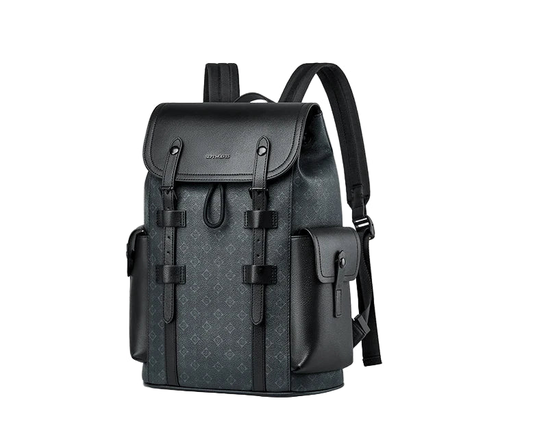 Septwolves Leather Business Backpack - Large Waterproof Laptop Bag for Men with Flip Cover & Multiple Compartments