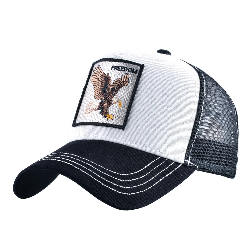 Animal Patch Trucker Hat – Embroidered Animal Baseball Cap, Adjustable Snapback for Men & Women, Cotton Streetwear Visor Hat