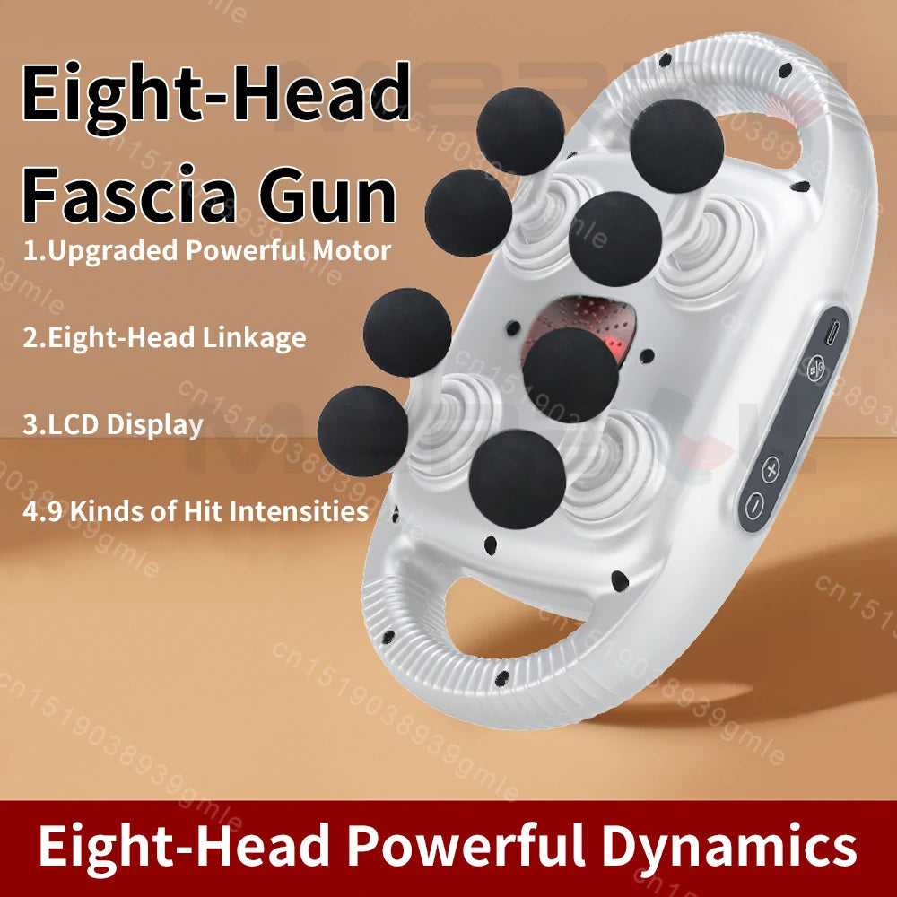 Fascia Gun Deep Tissue Massage Gun – 12/8 Heads, High-Frequency Electric Muscle Massager for Neck, Back & Legs