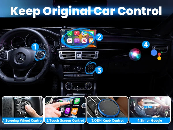 2-in-1 Wireless CarPlay & Android Auto Adapter – Plug & Play, Auto Connect, Converts Wired to Wireless for iPhone & Android (2017+ Cars)