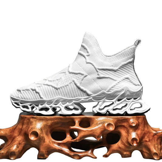 Men’s Flyknit Sneakers - Flame Sole Luxury Trainers, Breathable Running Shoes, Streetwear Fashion Sneakers