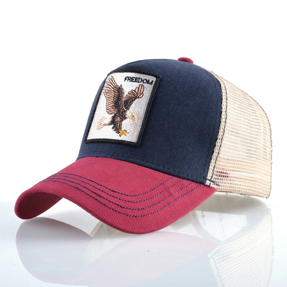 Animal Patch Trucker Hat – Embroidered Animal Baseball Cap, Adjustable Snapback for Men & Women, Cotton Streetwear Visor Hat