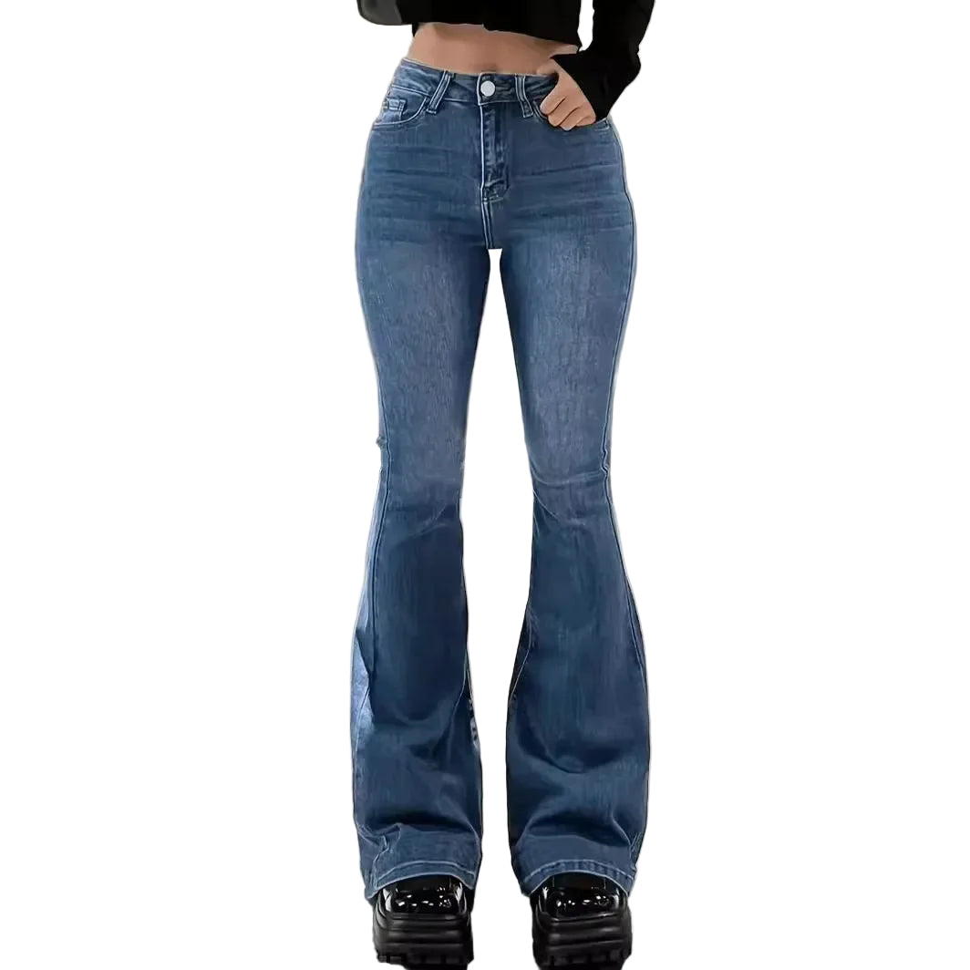 FlareStretch™ Vintage Flare Jeans – High Waist Streetwear Denim with Pockets | Flared Bottom Jeans