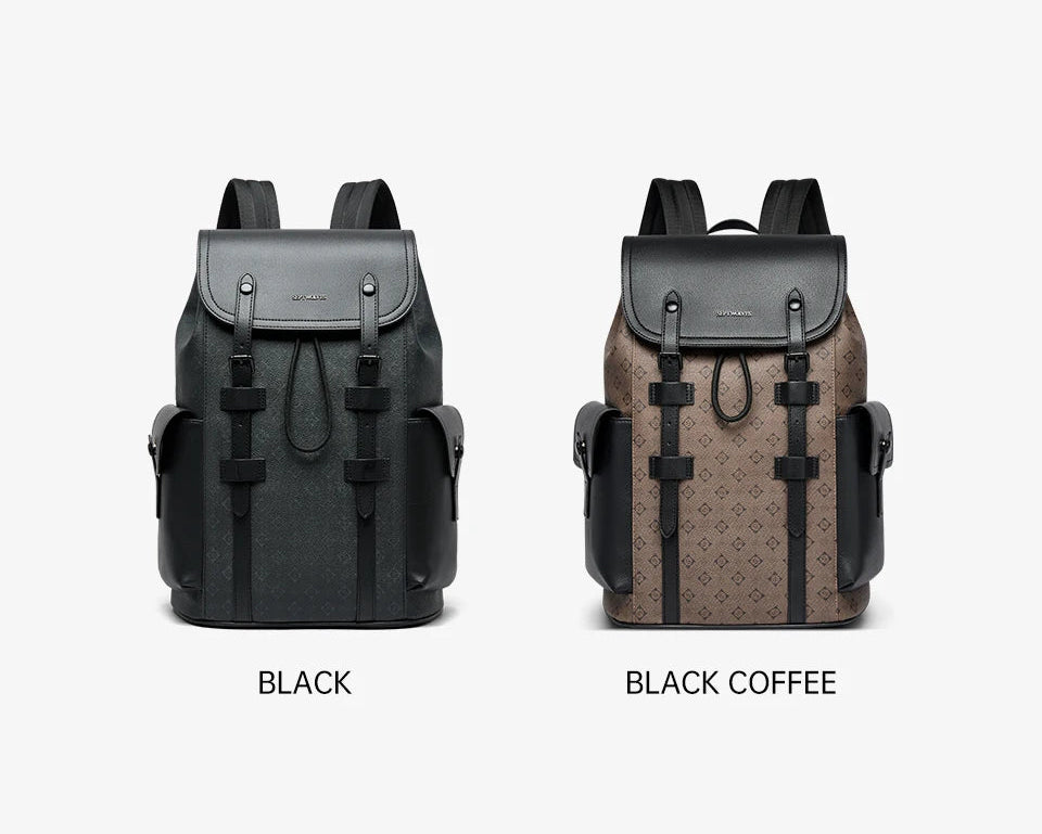 Septwolves Leather Business Backpack - Large Waterproof Laptop Bag for Men with Flip Cover & Multiple Compartments