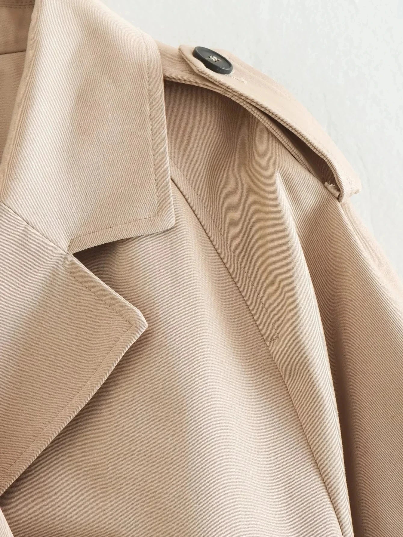 Belted Cropped Trench Jacket - Women’s Vintage Double Breasted Streetwear Coat, Spring Casual Outwear