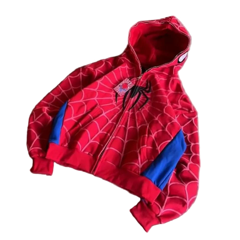 Spiderman Embroidery Zip Up Hoodie – Gothic Harajuku Streetwear Jacket, Men Women Hip Hop Casual Hoodie