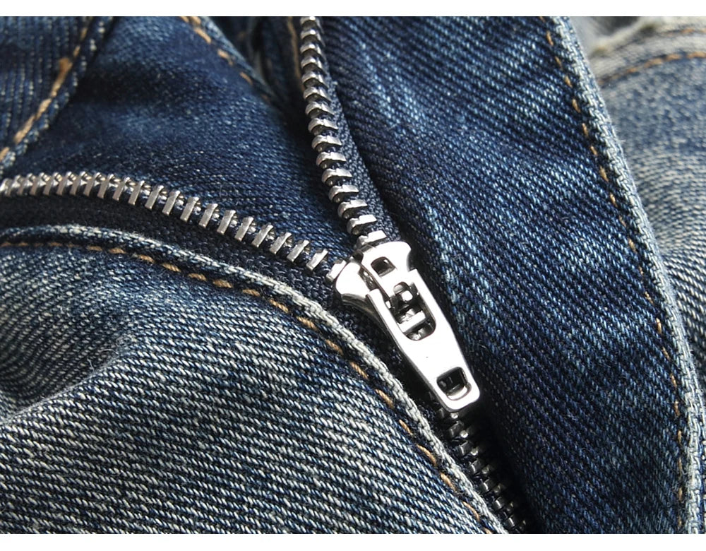Men’s Bootcut Patchwork Jeans - Vintage Stacked Denim Jeans | Streetwear Embroidery Patched Released Hem Stacked Jeans