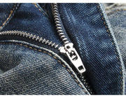 Men’s Bootcut Patchwork Jeans - Vintage Stacked Denim Jeans | Streetwear Embroidery Patched Released Hem Stacked Jeans