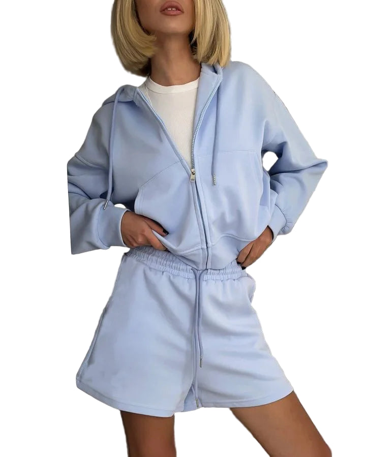 SoftStitch™ Pink Oversized Hoodie & Shorts Set – Women’s Spring Loungewear, Casual Two-Piece Matching Outfit for Streetwear & Relaxed Days