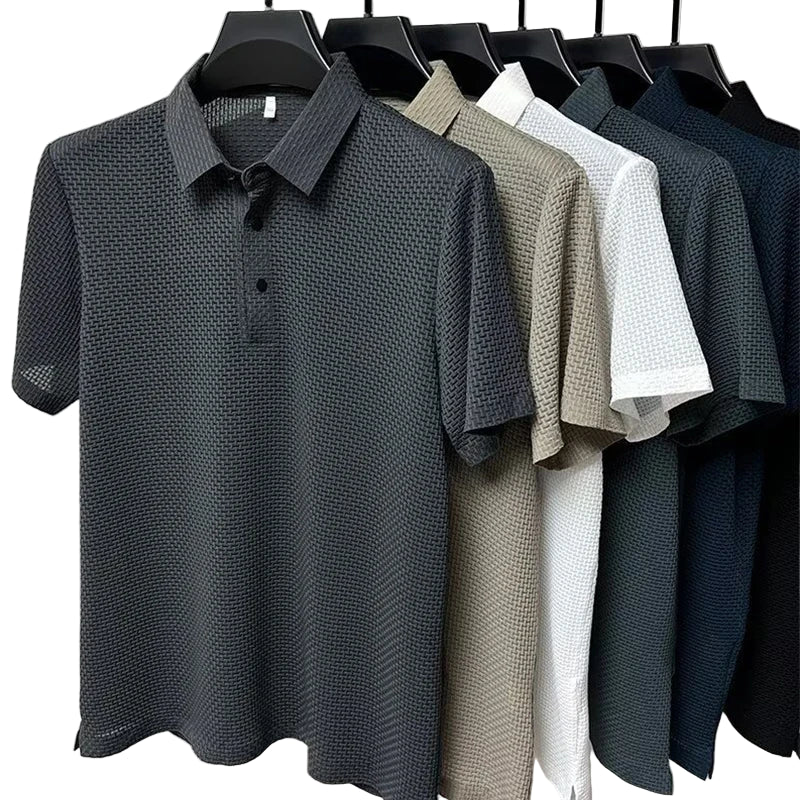 Men’s Business Casual Short Sleeve Polo Shirt – Solid Color, Breathable & Comfortable Summer Top