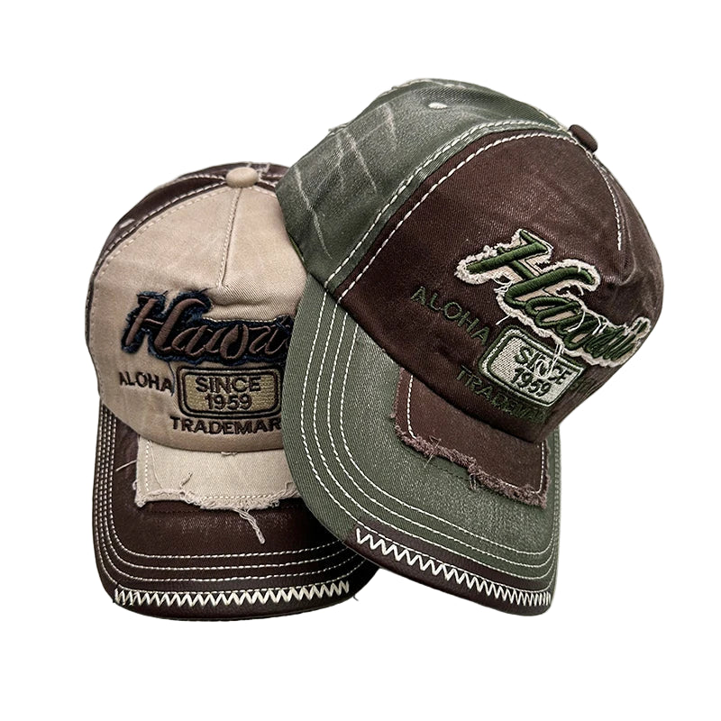 Vintage Washed Embroidered Baseball Cap - Cotton Snapback for Men & Women | Adjustable Distressed Hat
