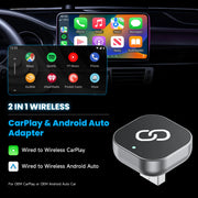 2-in-1 Wireless CarPlay & Android Auto Adapter – Plug & Play, Auto Connect, Converts Wired to Wireless for iPhone & Android (2017+ Cars)