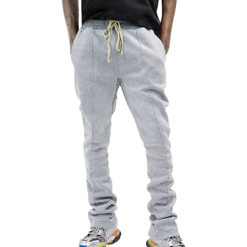 Urban Flare Joggers - Slim-Fit Stacked Pants, Y2K Streetwear Sweatpants with Striped Legs