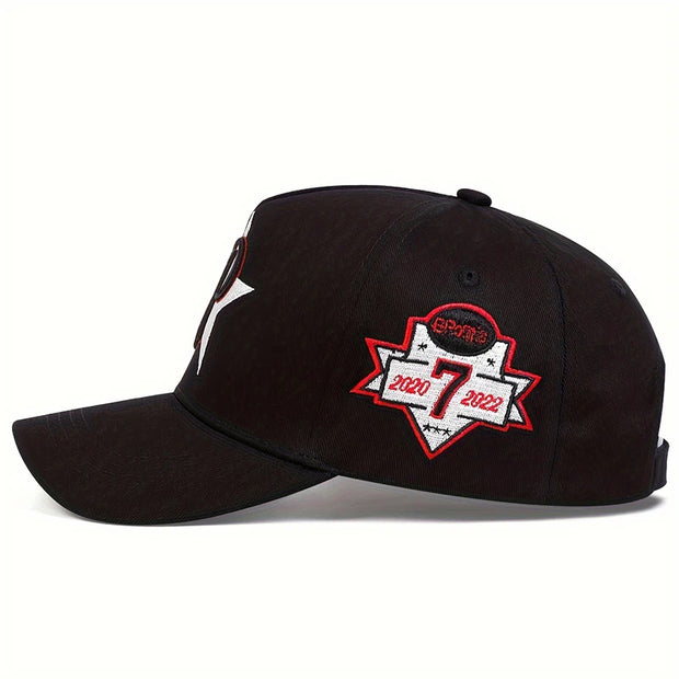 Five-Pointed Star P Letter Embroidery Baseball Cap - Adjustable Streetwear Baseball Hat