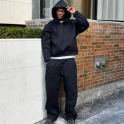 Retro Y2K Streetwear Two-Piece Set – Hoodie & Straight-Leg Pants, Men’s Casual Tracksuit