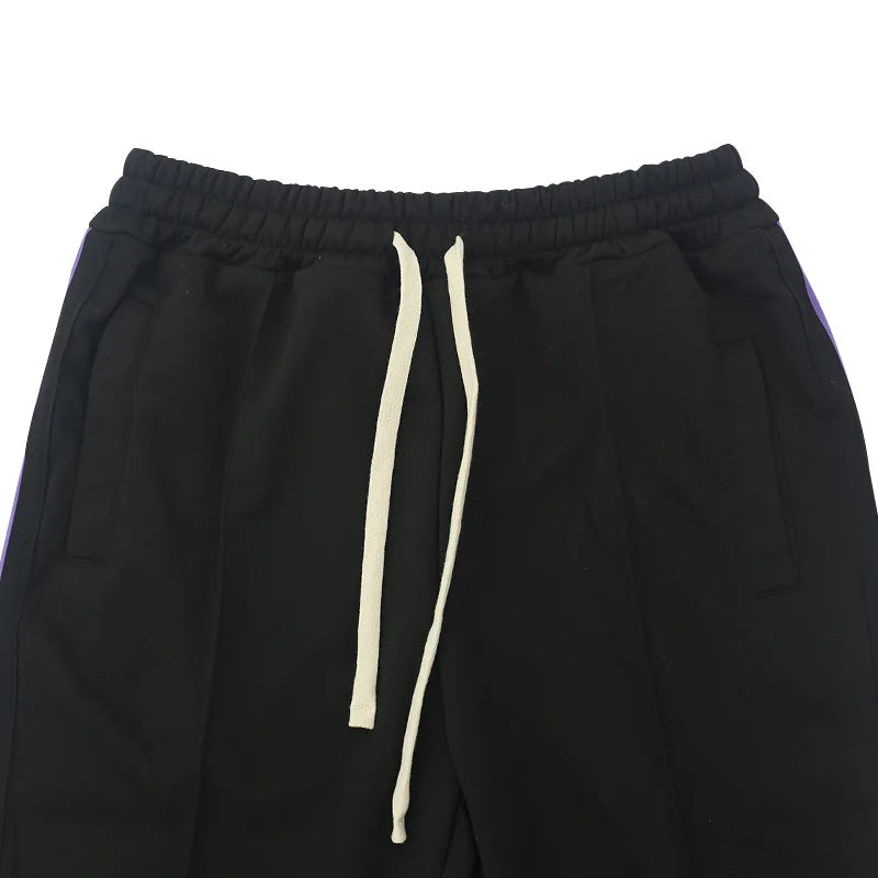 Urban Flare Joggers - Slim-Fit Stacked Pants, Y2K Streetwear Sweatpants with Striped Legs