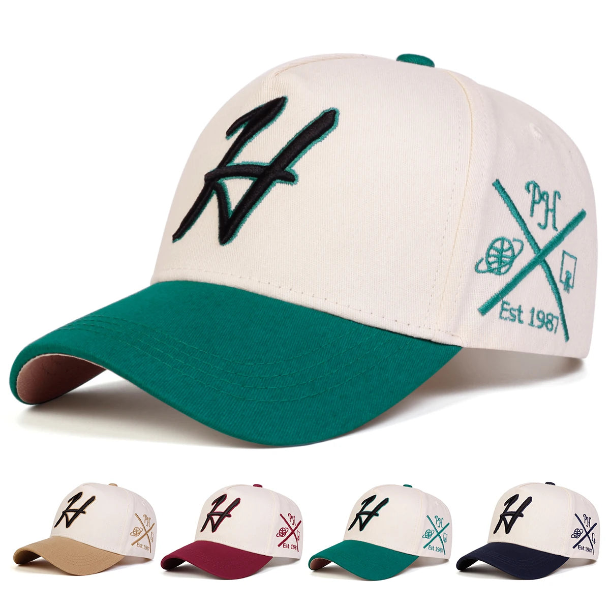 Letter H Embroidered Baseball Cap - Adjustable Unisex Streetwear Hat | Casual Outdoor Snapback