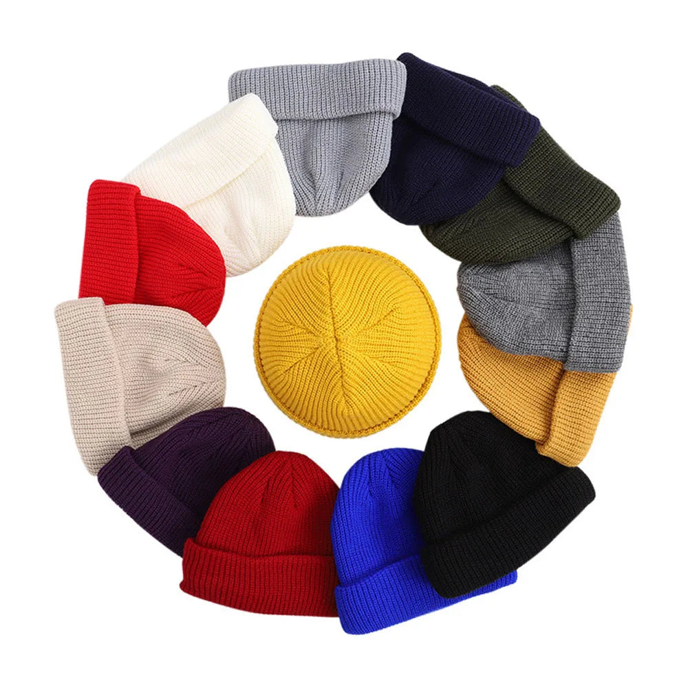 Unisex Knit Beanie - Casual Hip Hop Skull Cap | Warm Winter Wool-Style Acrylic Hat Streetwear