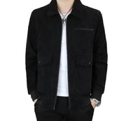 Men’s Corduroy Lapel Jacket – Korean Style Zip-Up Coat | Autumn Winter Fashion Casual Outerwear