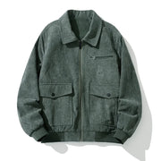 Men’s Corduroy Lapel Jacket – Korean Style Zip-Up Coat | Autumn Winter Fashion Casual Outerwear