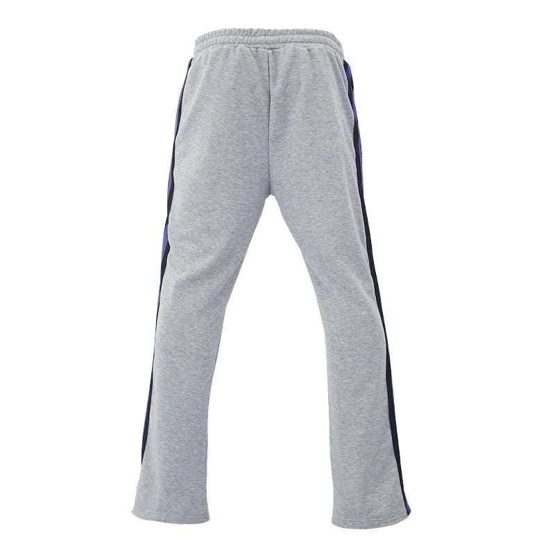 Urban Flare Joggers - Slim-Fit Stacked Pants, Y2K Streetwear Sweatpants with Striped Legs