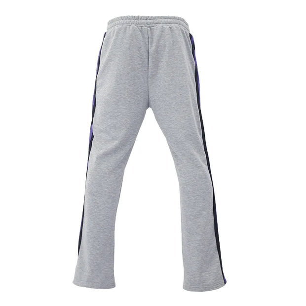 Urban Flare Joggers - Slim-Fit Stacked Pants, Y2K Streetwear Sweatpants with Striped Legs