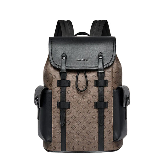 Septwolves Leather Business Backpack - Large Waterproof Laptop Bag for Men with Flip Cover & Multiple Compartments