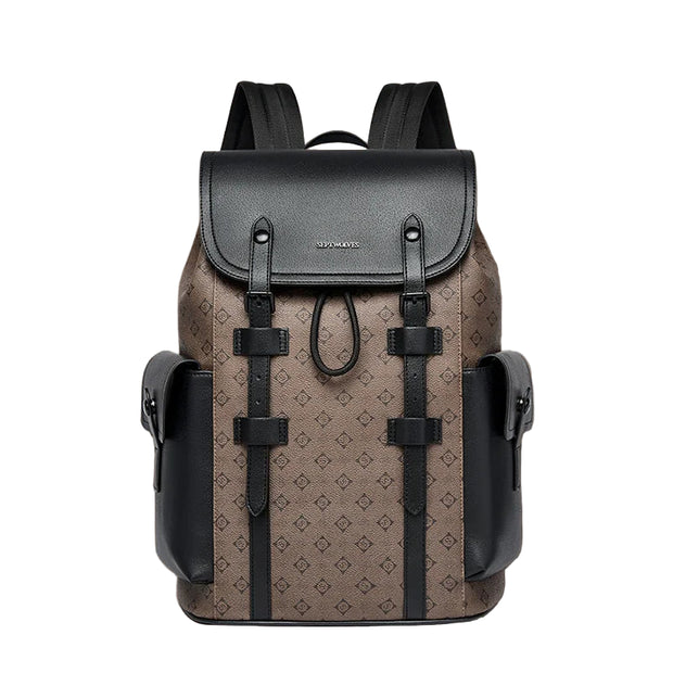 Septwolves Leather Business Backpack - Large Waterproof Laptop Bag for Men with Flip Cover & Multiple Compartments